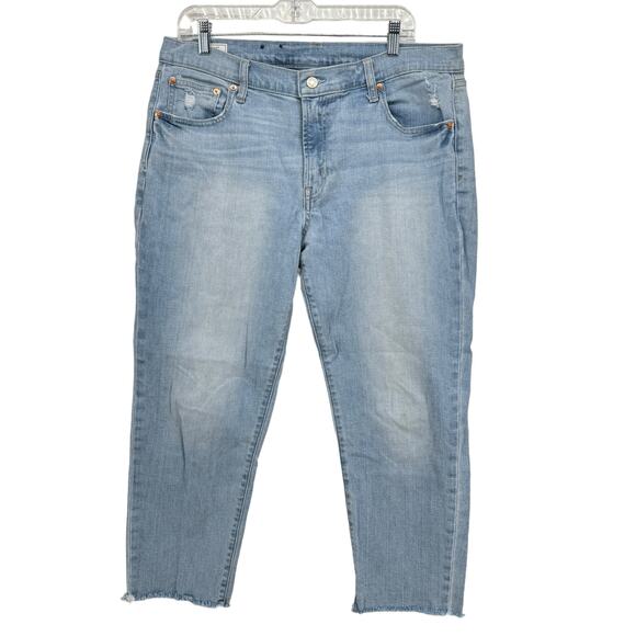 Gap Women's Jeans Girlfriend SZ 14 / 32 Mid Rise Raw Hem Plus Blue - Picture 2 of 13